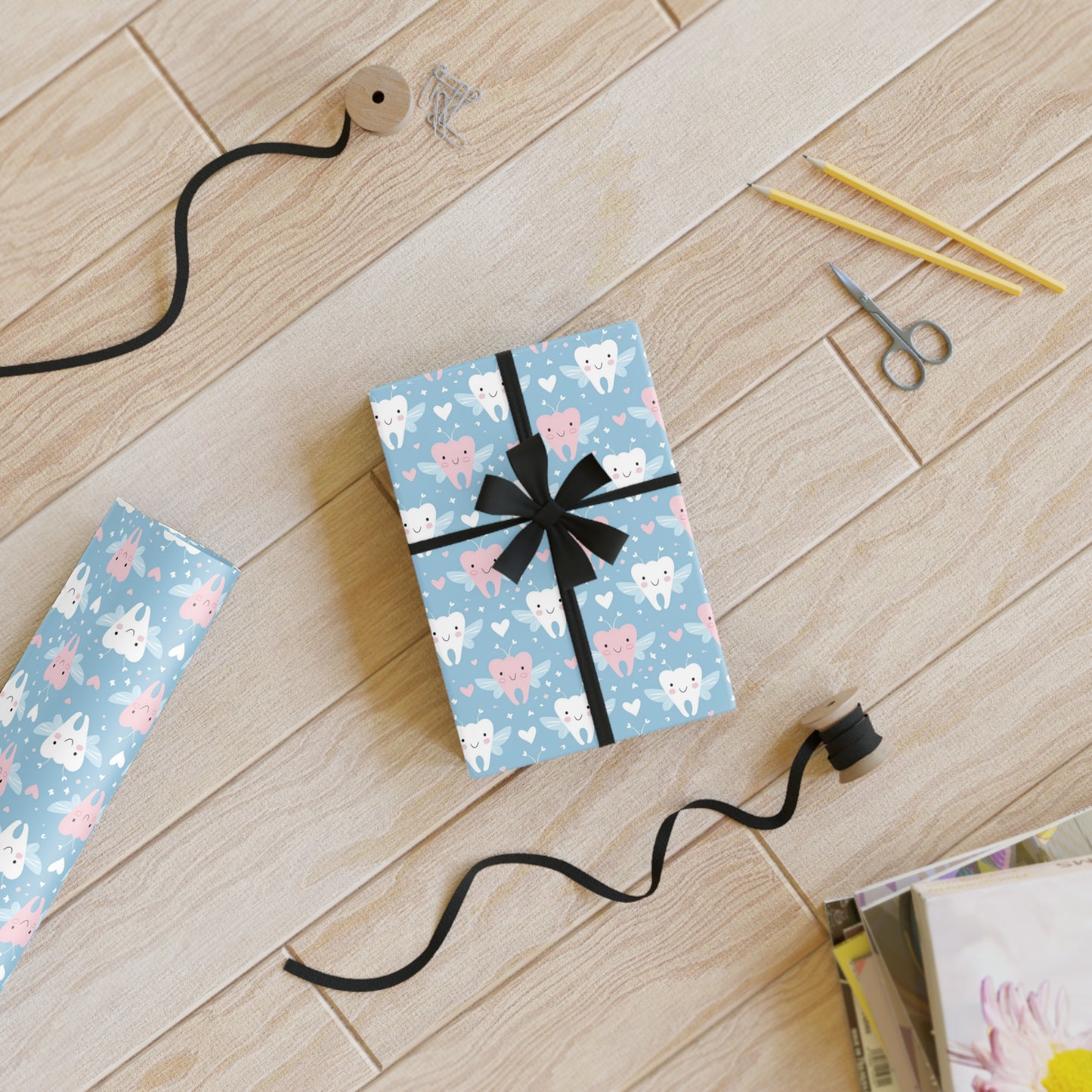Tooth Fairy Dental Gift Wrapping Paper Roll, Holiday Gift Wrap, Birthday Wrapping Paper, Cute Gift Wrap
