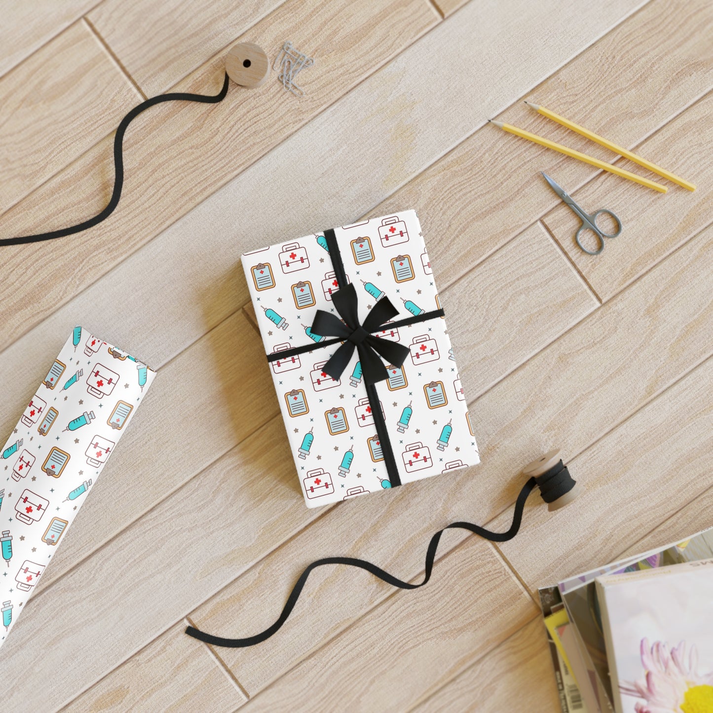 Medical Gift Wrapping Paper Roll, Holiday Gift Wrap, Birthday Wrapping Paper, Cute Gift Wrap, Celebration Decor