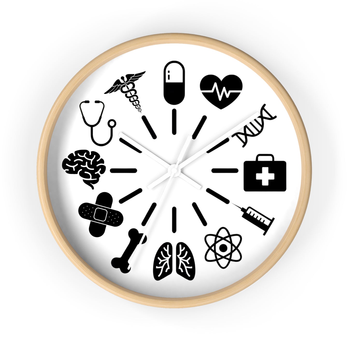 Medical Icons Wall Clock - Monochrome Fun Gift