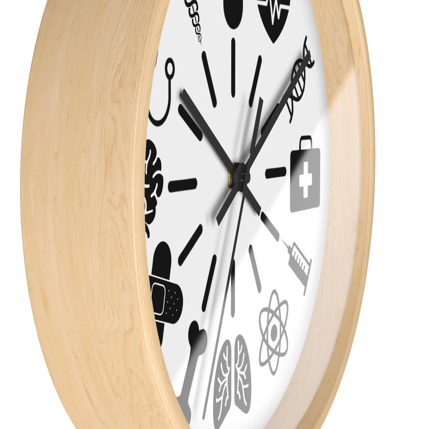 Medical Icons Wall Clock - Monochrome Fun Gift