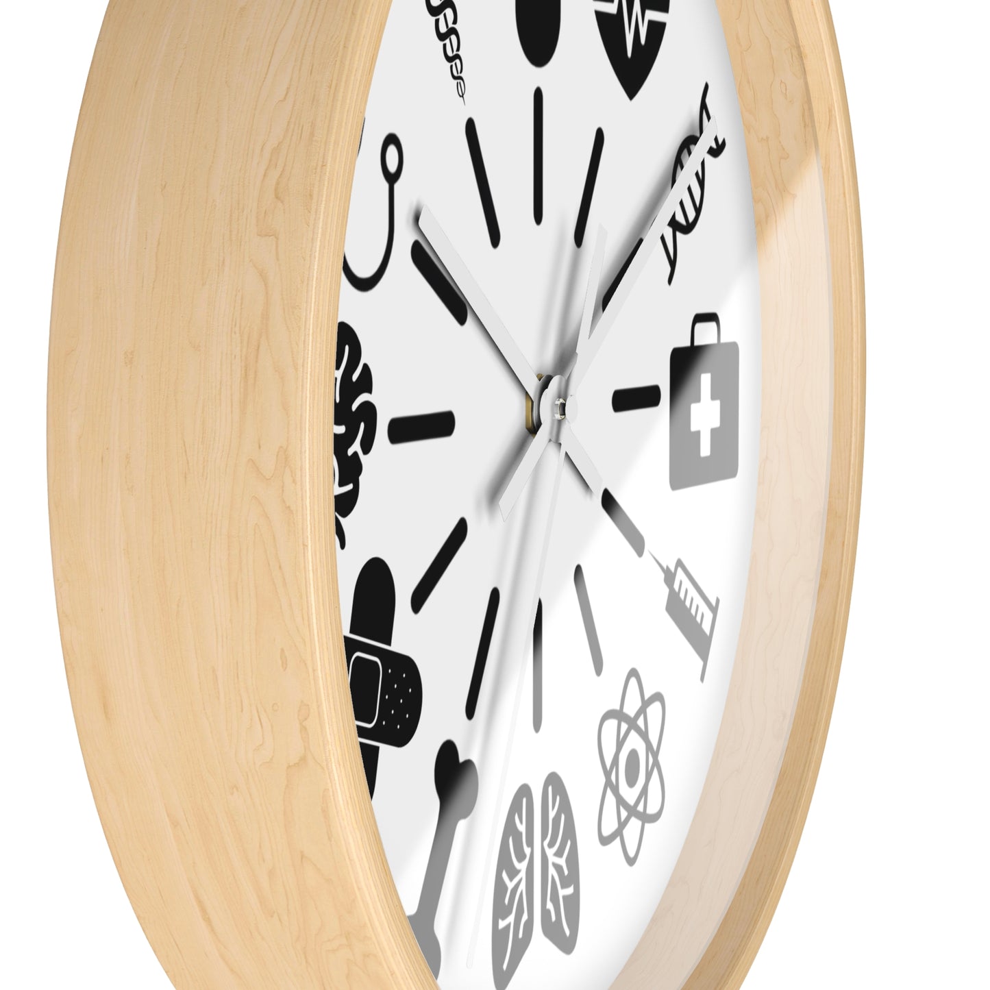 Medical Icons Wall Clock - Monochrome Fun Gift