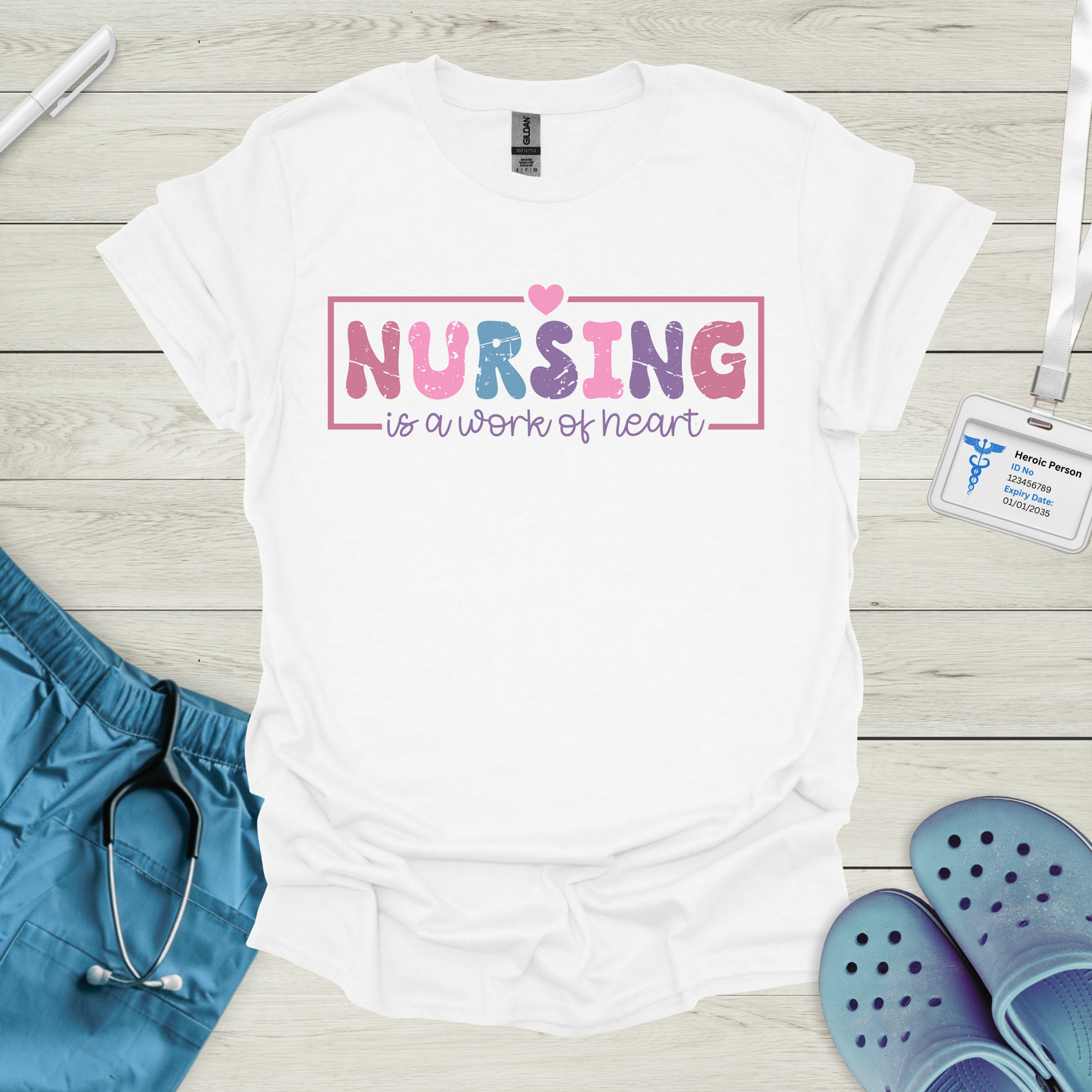 Nursing is a Work of Heart Pastel T-Shirt