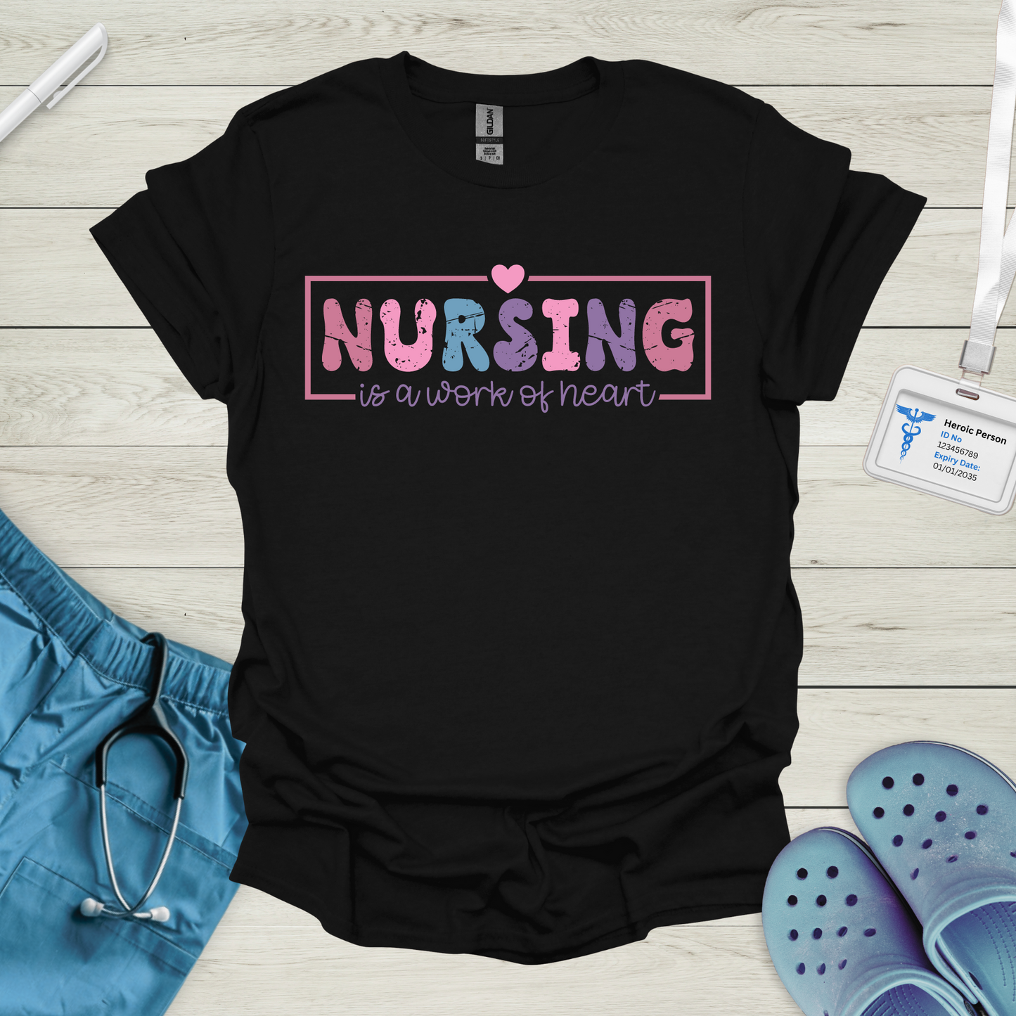 Nursing is a Work of Heart Pastel T-Shirt