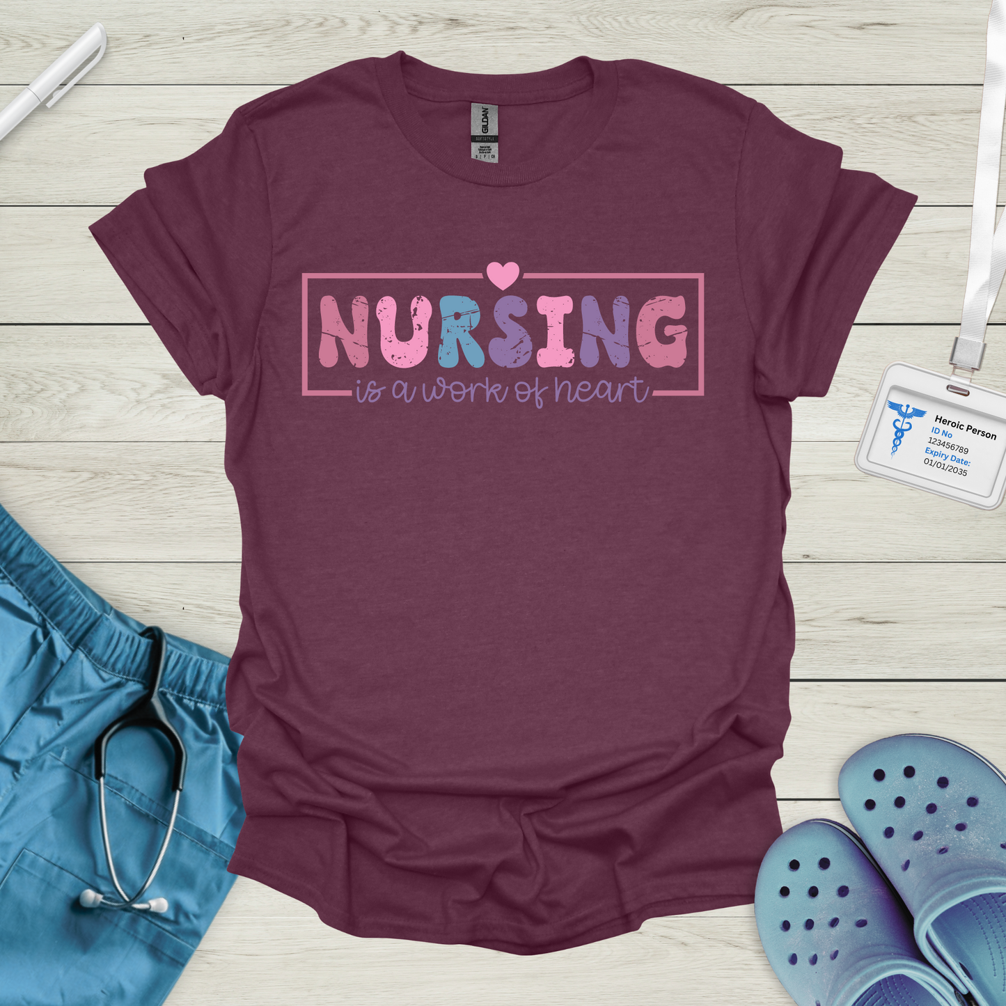 Nursing is a Work of Heart Pastel T-Shirt