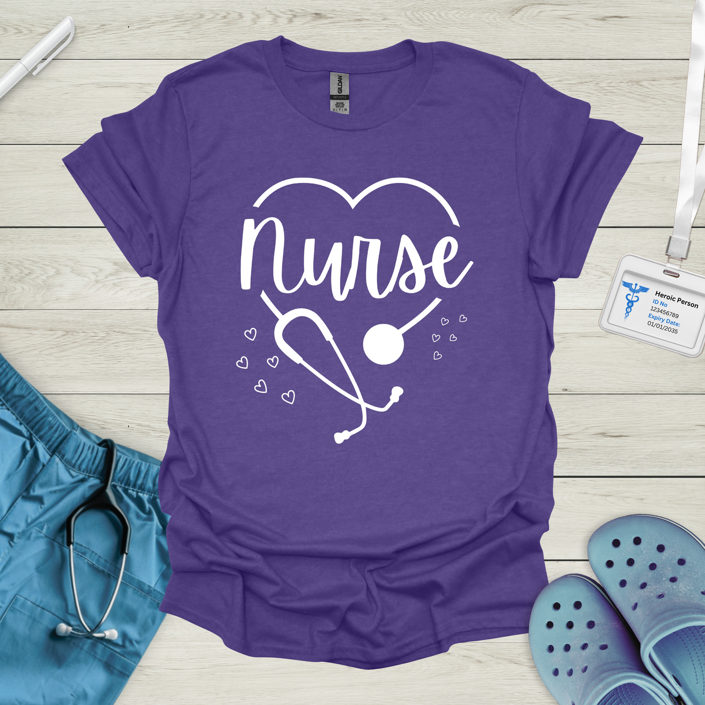 Nurse, Heart, Stethoscope T-Shirt