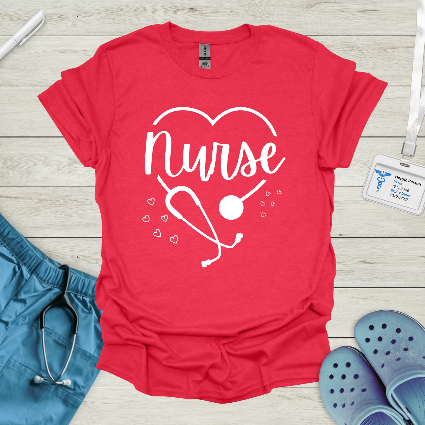 Nurse, Heart, Stethoscope T-Shirt