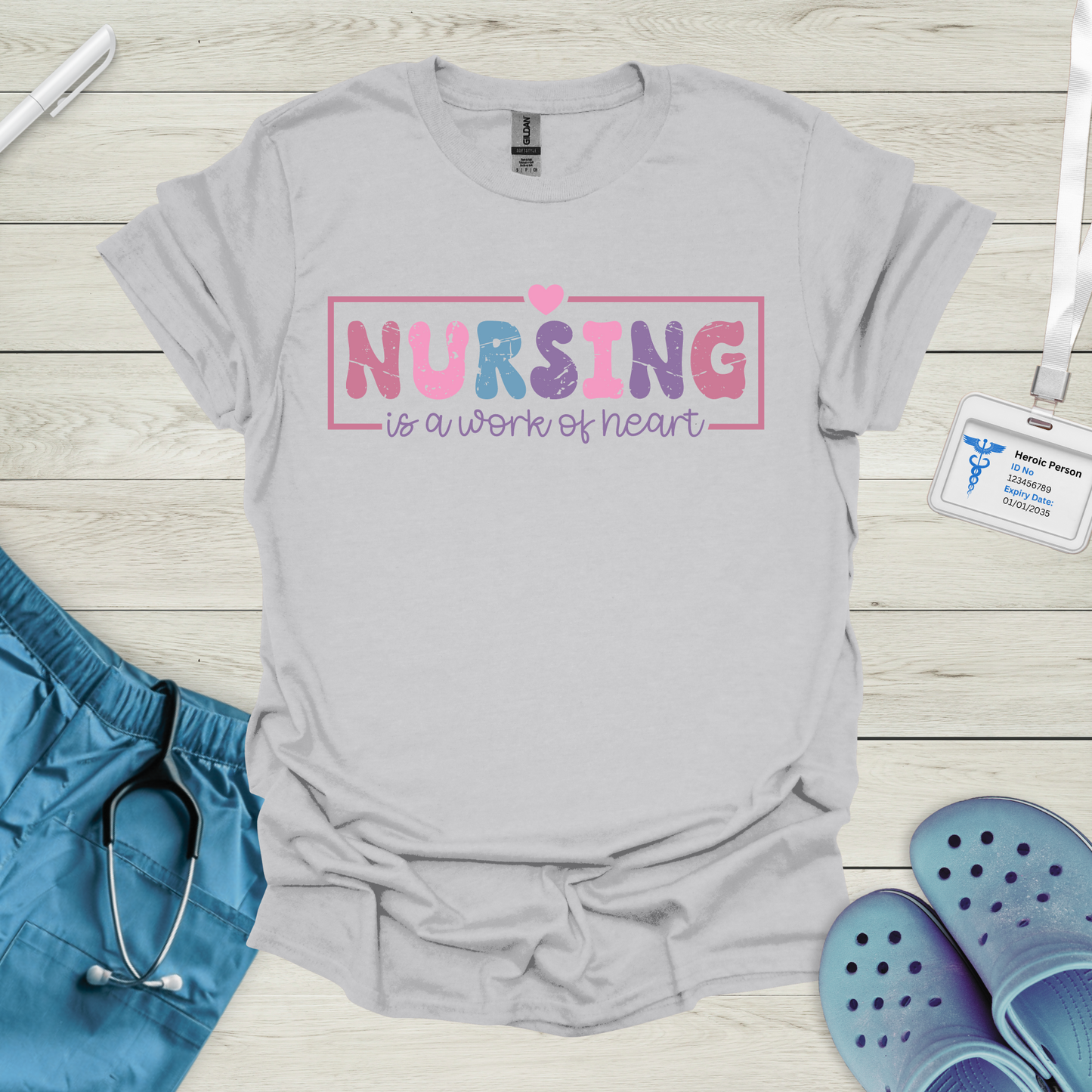 Nursing is a Work of Heart Pastel T-Shirt