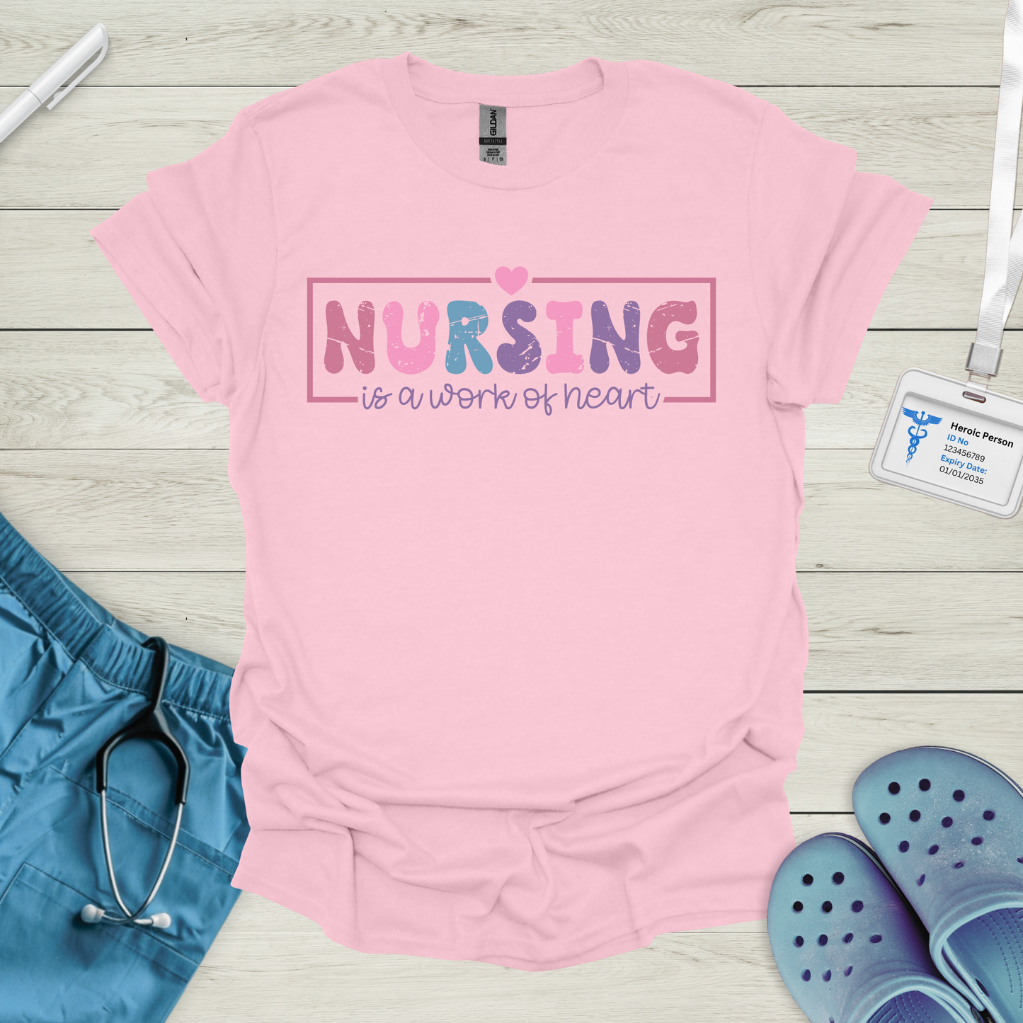 Nursing is a Work of Heart Pastel T-Shirt