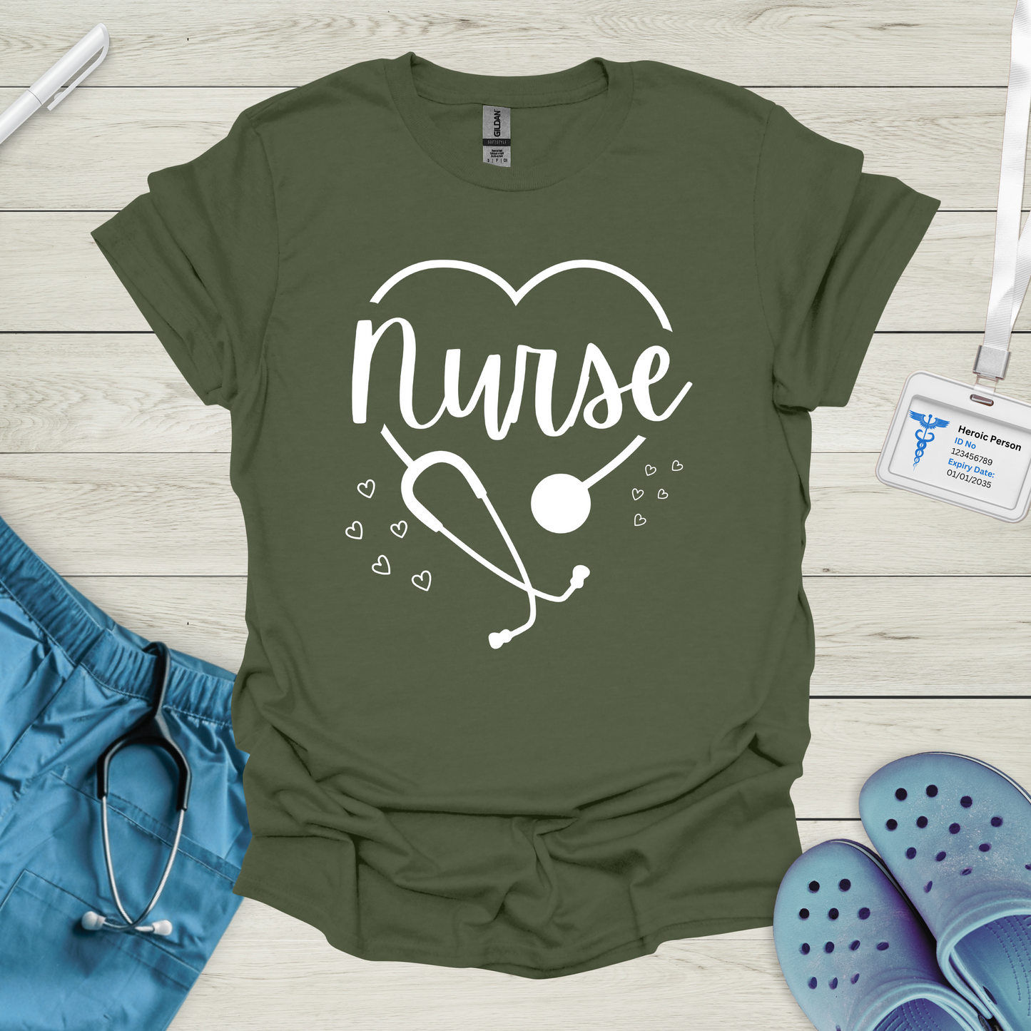 Nurse, Heart, Stethoscope T-Shirt