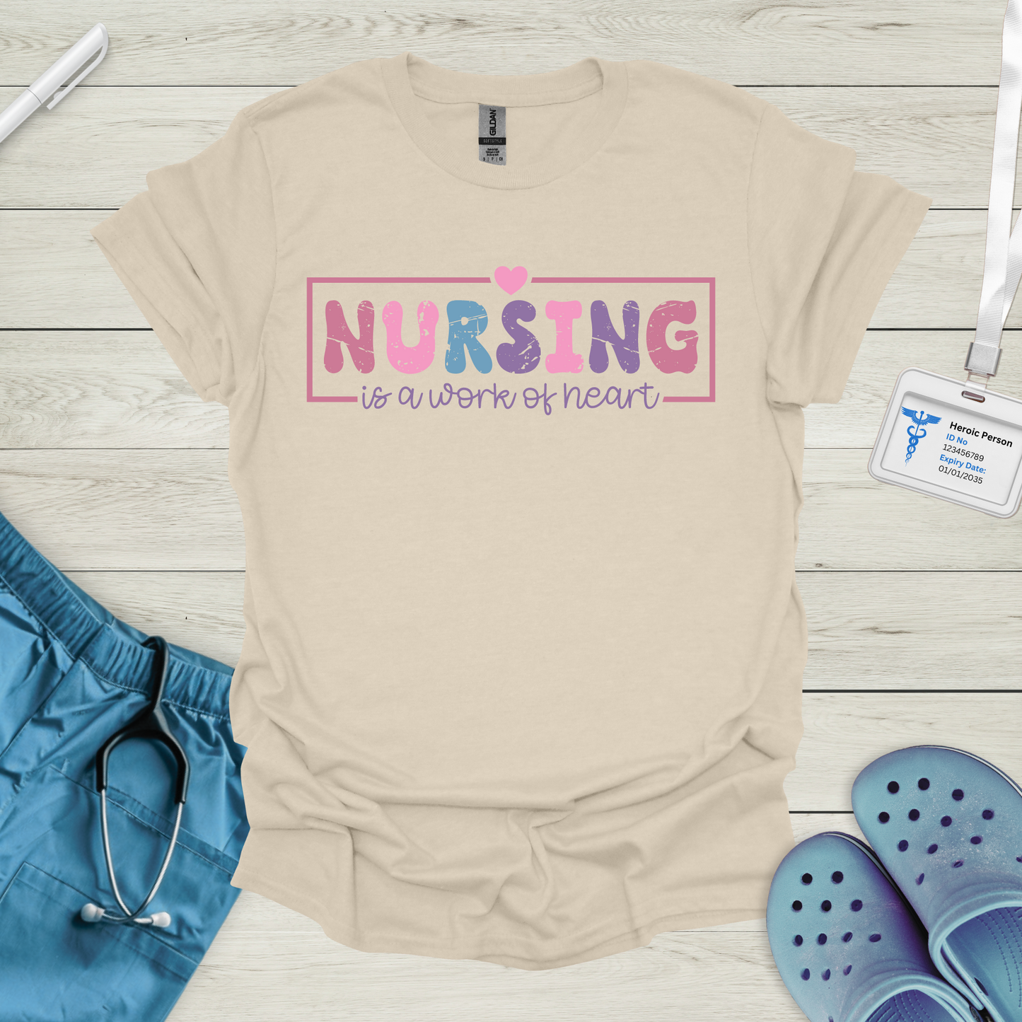 Nursing is a Work of Heart Pastel T-Shirt