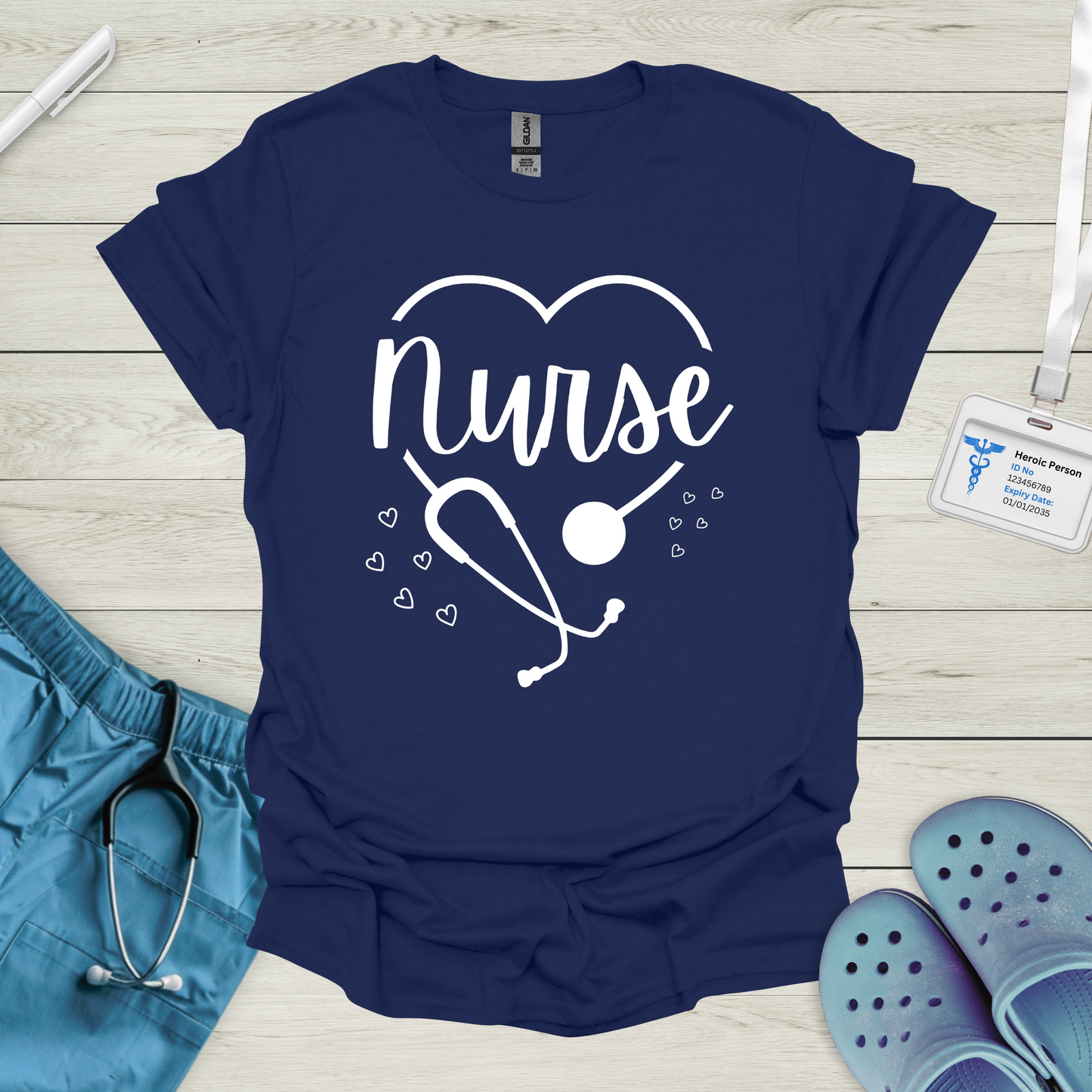 Nurse, Heart, Stethoscope T-Shirt