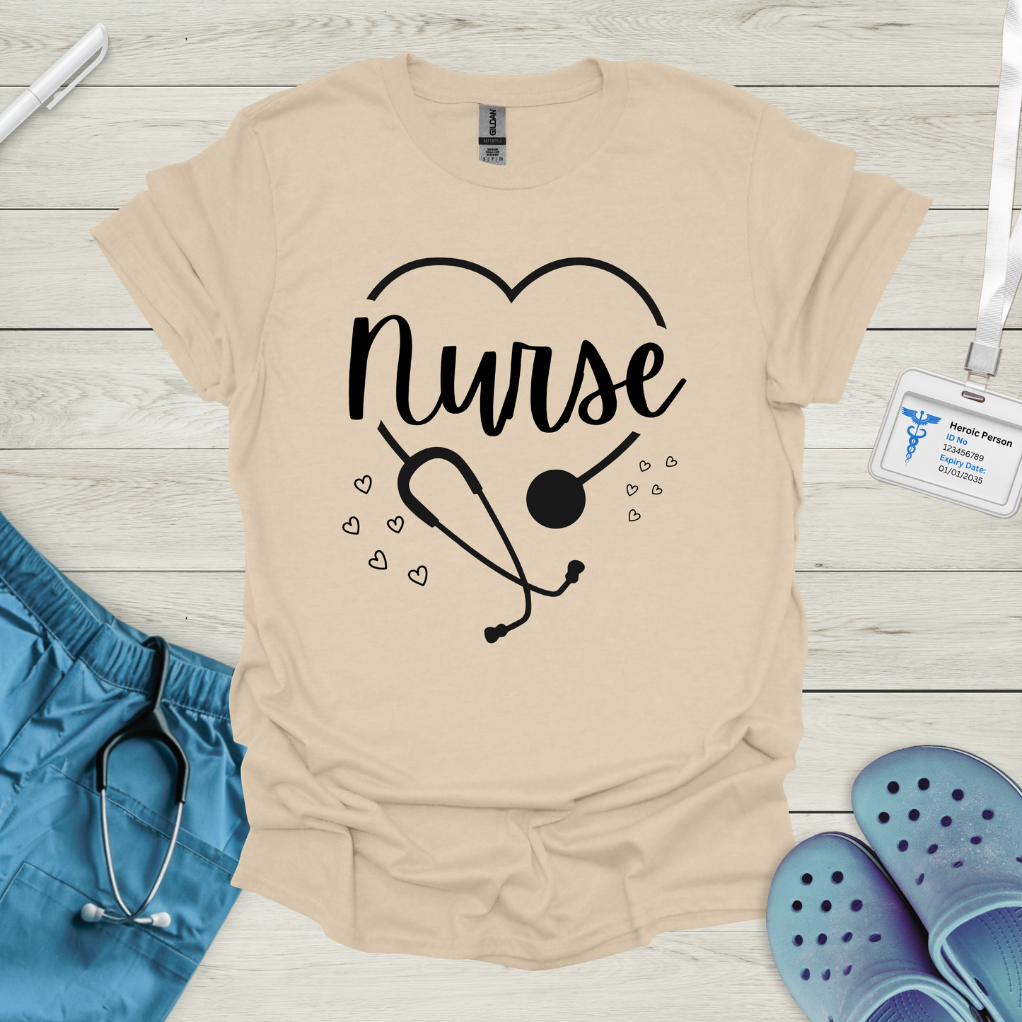 Nurse, Heart, Stethoscope T-Shirt