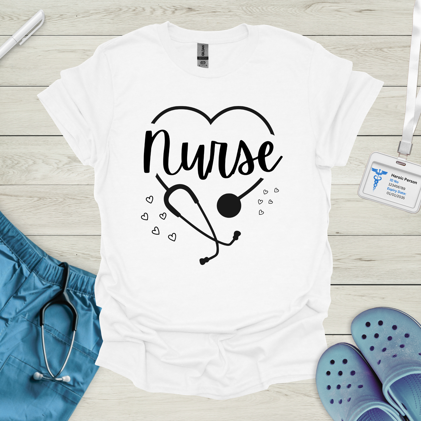 Nurse, Heart, Stethoscope T-Shirt