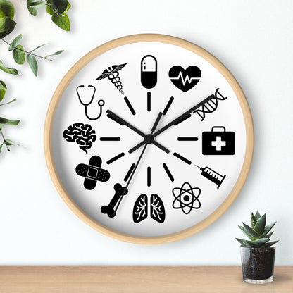 Medical Icons Wall Clock - Monochrome Fun Gift