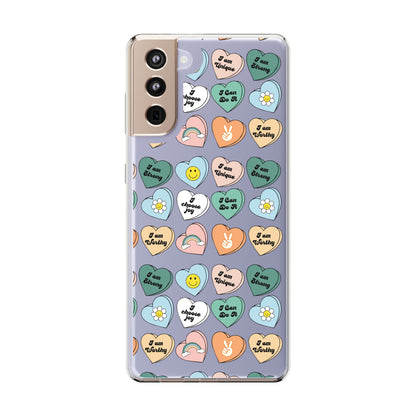 Empowerment Phone Cases, I Am Worthy Clear Cases, Inspirational Gifts, Cute Phone Cover for Teens, Self-Love Accessories