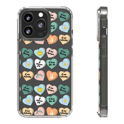 Empowerment Phone Cases, I Am Worthy Clear Cases, Inspirational Gifts, Cute Phone Cover for Teens, Self-Love Accessories