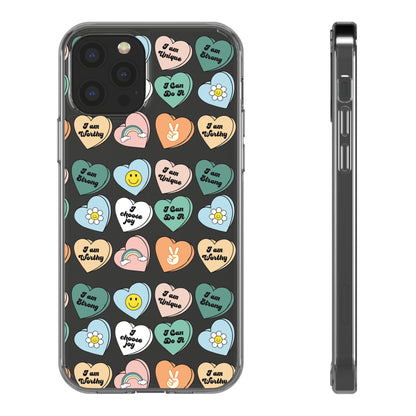 Empowerment Phone Cases, I Am Worthy Clear Cases, Inspirational Gifts, Cute Phone Cover for Teens, Self-Love Accessories
