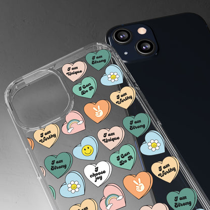 Empowerment Phone Cases, I Am Worthy Clear Cases, Inspirational Gifts, Cute Phone Cover for Teens, Self-Love Accessories
