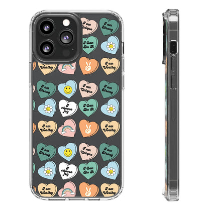 Empowerment Phone Cases, I Am Worthy Clear Cases, Inspirational Gifts, Cute Phone Cover for Teens, Self-Love Accessories