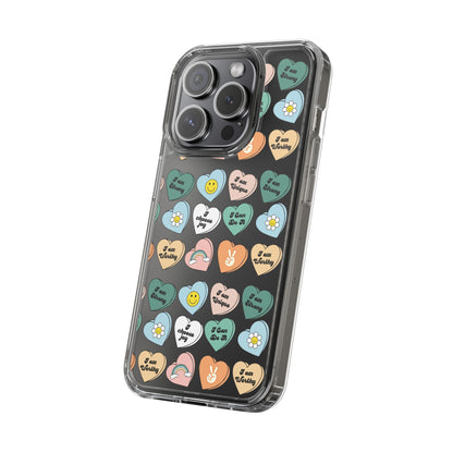 Empowerment Phone Cases, I Am Worthy Clear Cases, Inspirational Gifts, Cute Phone Cover for Teens, Self-Love Accessories