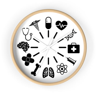 Medical Icons Wall Clock - Monochrome Fun Gift