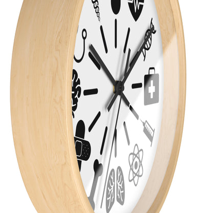 Medical Icons Wall Clock - Monochrome Fun Gift
