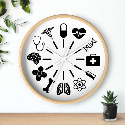 Medical Icons Wall Clock - Monochrome Fun Gift