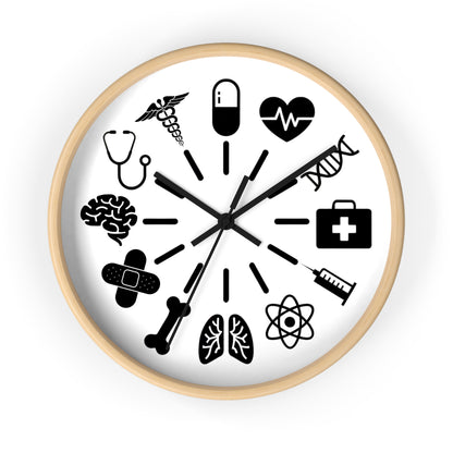 Medical Icons Wall Clock - Monochrome Fun Gift