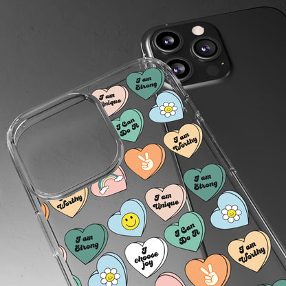 Empowerment Phone Cases, I Am Worthy Clear Cases, Inspirational Gifts, Cute Phone Cover for Teens, Self-Love Accessories