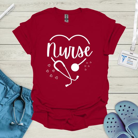 Nurse, Heart, Stethoscope T-Shirt