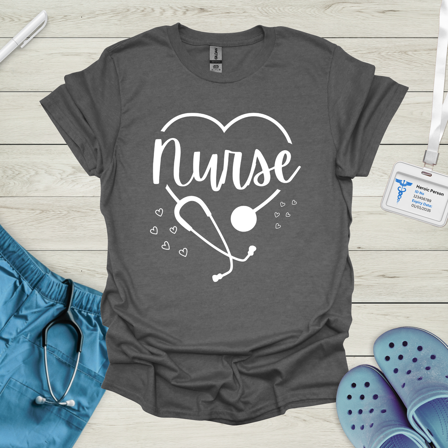 Nurse, Heart, Stethoscope T-Shirt