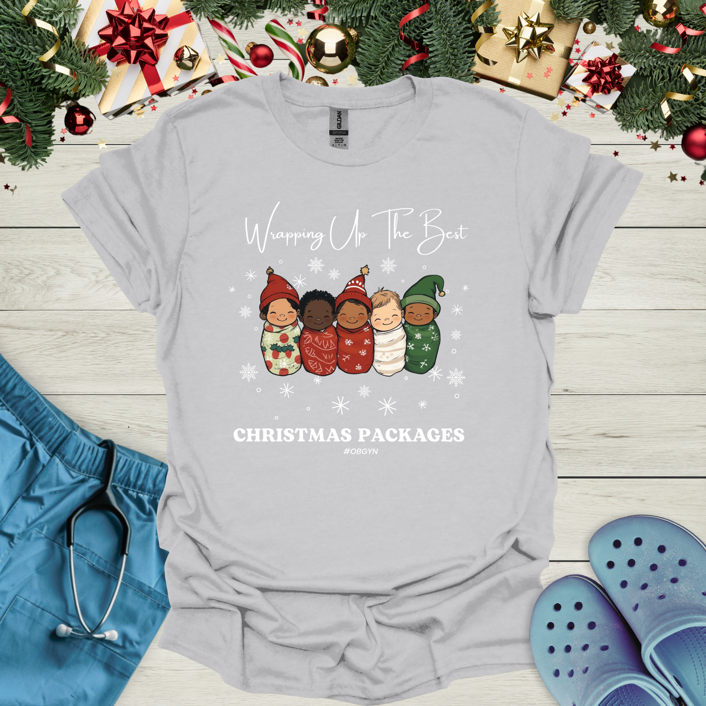Wrapping up the best christmas packages #OBGYN T-Shirt