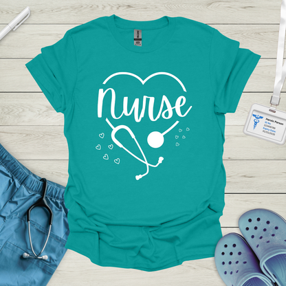 Nurse, Heart, Stethoscope T-Shirt