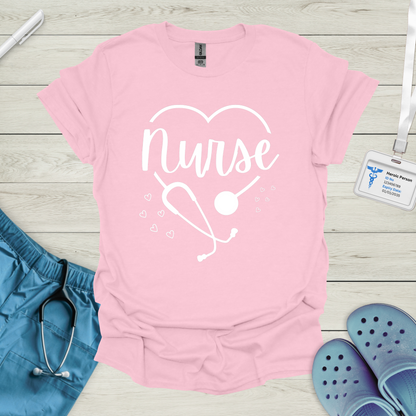 Nurse, Heart, Stethoscope T-Shirt