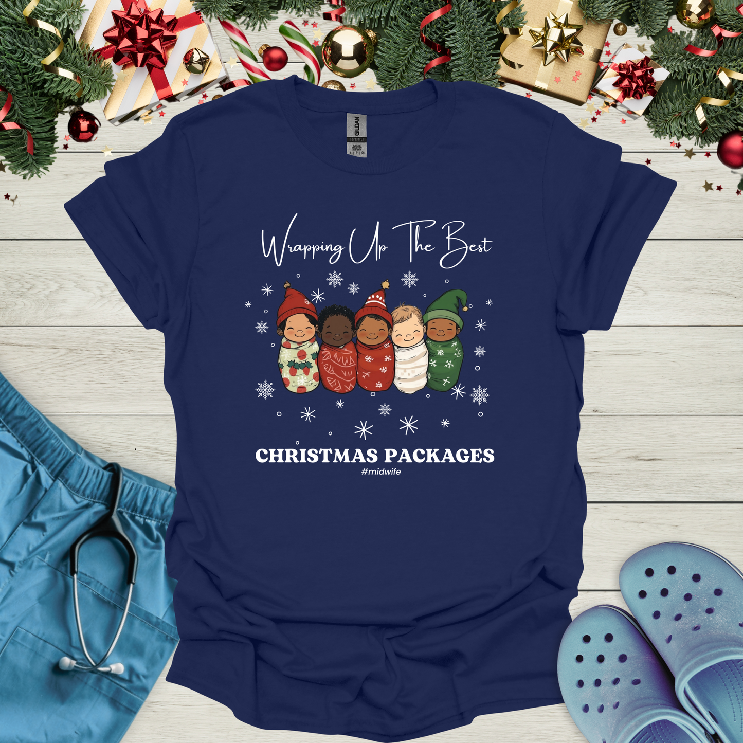 Wrapping up the best christmas packages #Midwife T-Shirt