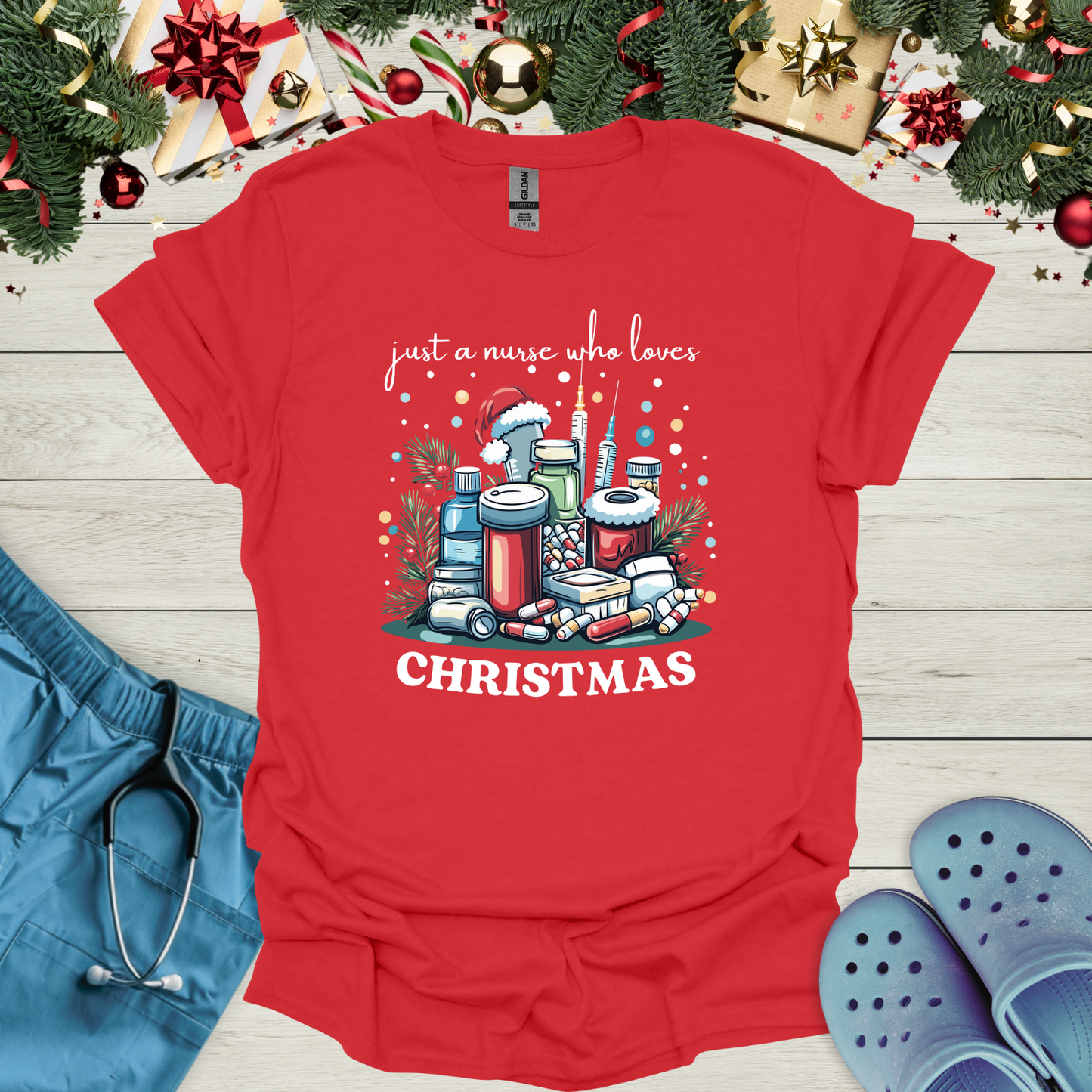 Just A Nurse Who Loves Christmas T-Shirt