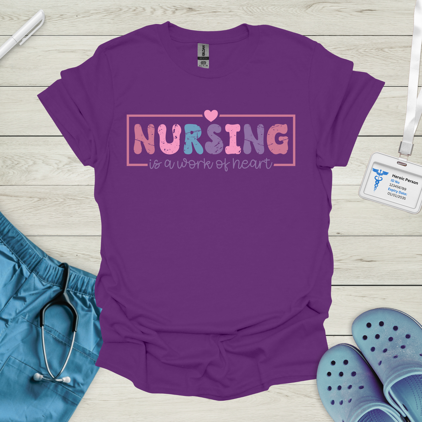 Nursing is a Work of Heart Pastel T-Shirt