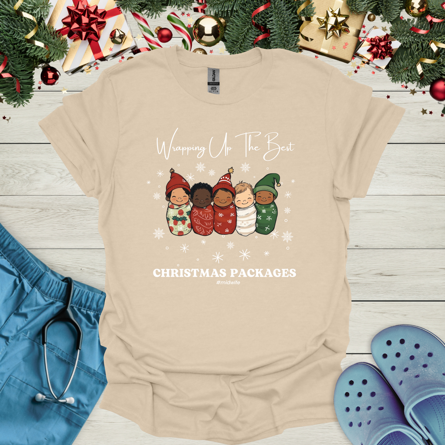 Wrapping up the best christmas packages #Midwife T-Shirt